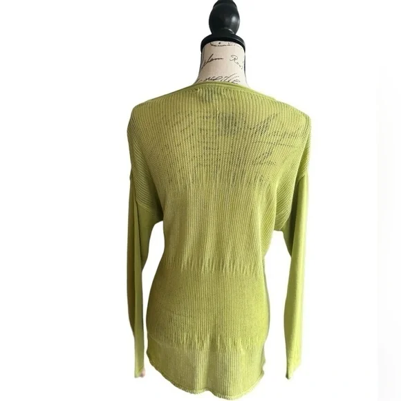 Parkhurst Sweater Semi Sheer Lime Green 100% Cotton Womens Medium - Picture 4 of 13